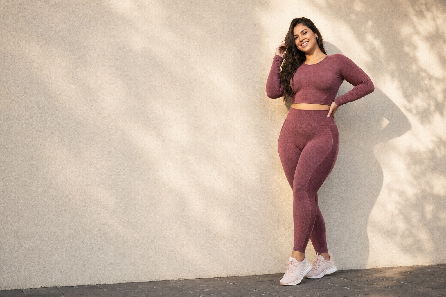 Grand Drape wine activewear layers